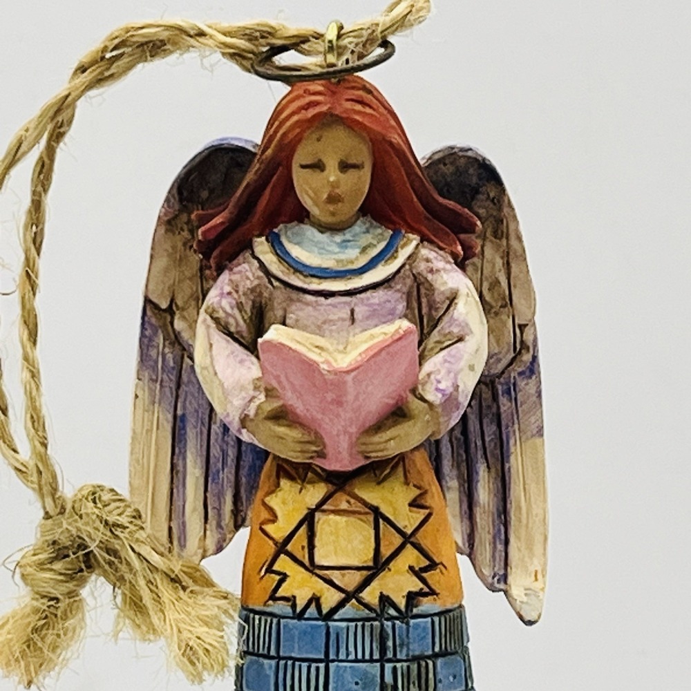 Jim Shore Heartwood Creek Angel Ornament 2004 Enesco Village Quilt Pattern 5.25"
